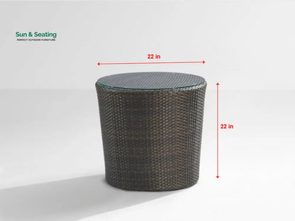 Zomera Outdoor Garden Balcony Sofa Set 2 Seater 2 Single seater and 1 Center Table With Side Table Set (Brown + Tan)