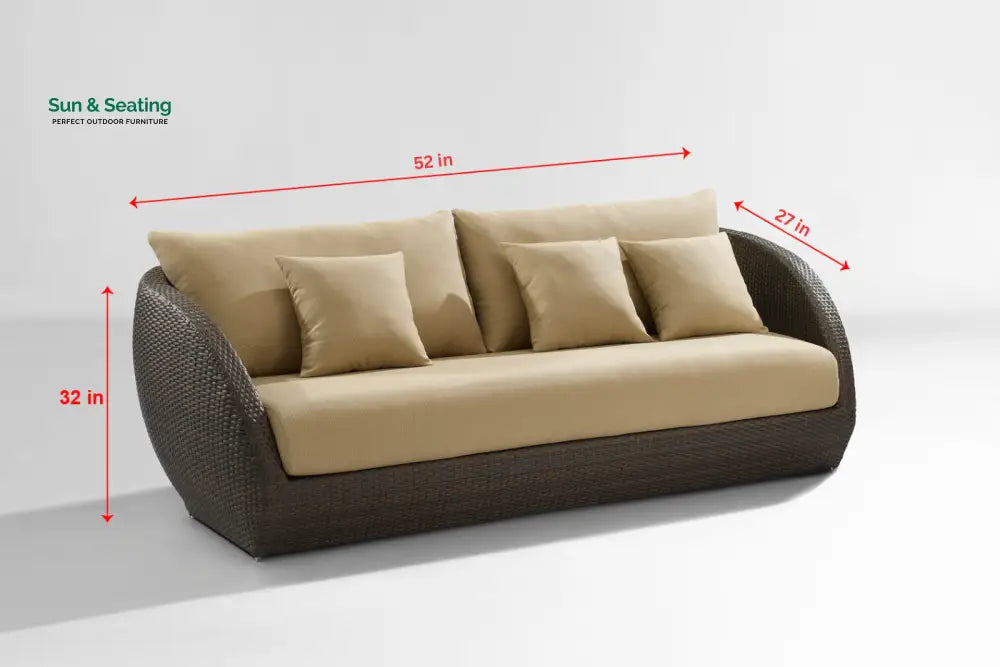 Zomera Outdoor Garden Balcony Sofa Set 2 Seater 2 Single seater and 1 Center Table With Side Table Set (Brown + Tan)