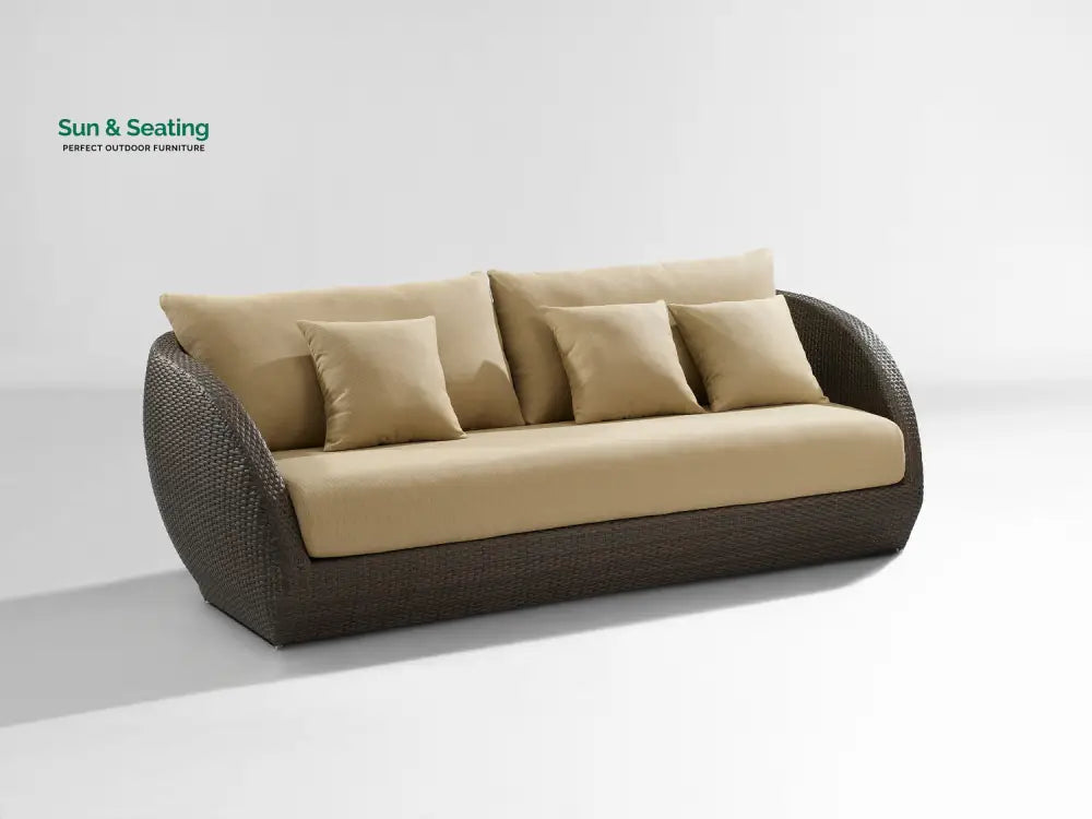 Zomera Outdoor Garden Balcony Sofa Set 2 Seater 2 Single seater and 1 Center Table With Side Table Set (Brown + Tan)