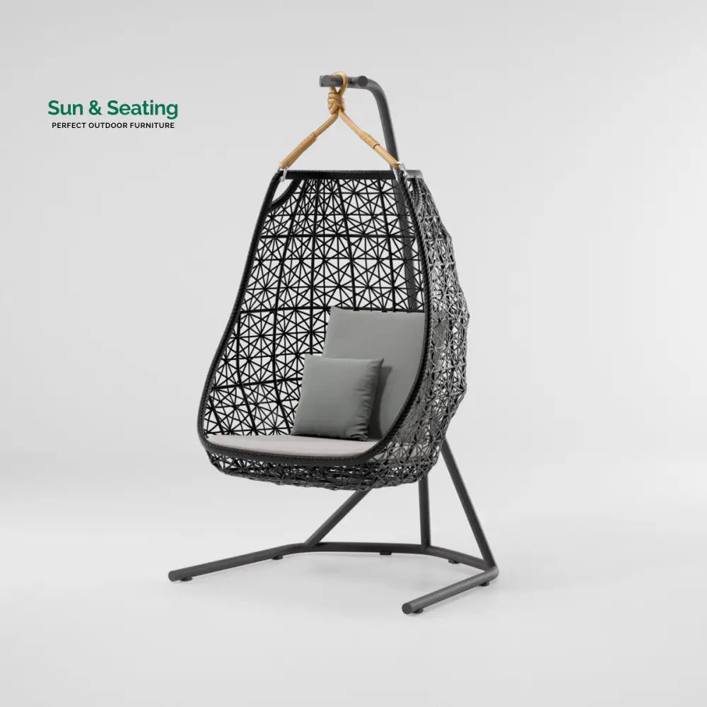 Zorrilla Single Seater Hanging Swing With Stand For Balcony Garden Swing Grey + Grey Swings