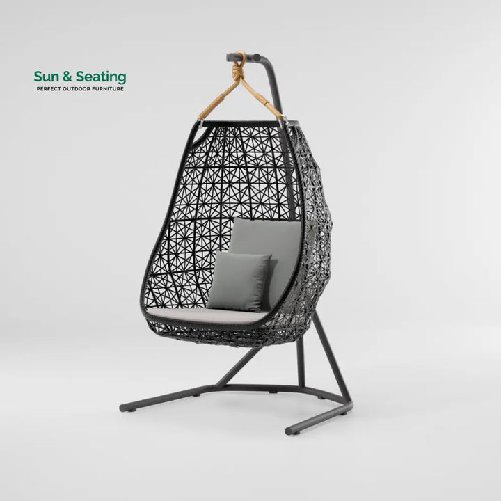Zorrilla Single Seater Hanging Swing With Stand For Balcony Garden Swing Grey + Grey Swings