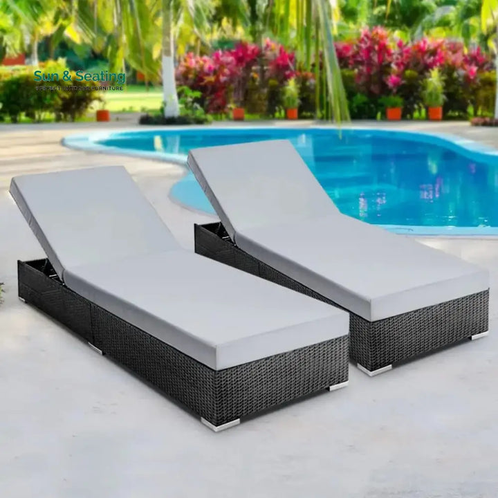 Zoya Outdoor 2-Piece Chaise Lounge Chair with Adjustable Settings and Cushions Lounger Set