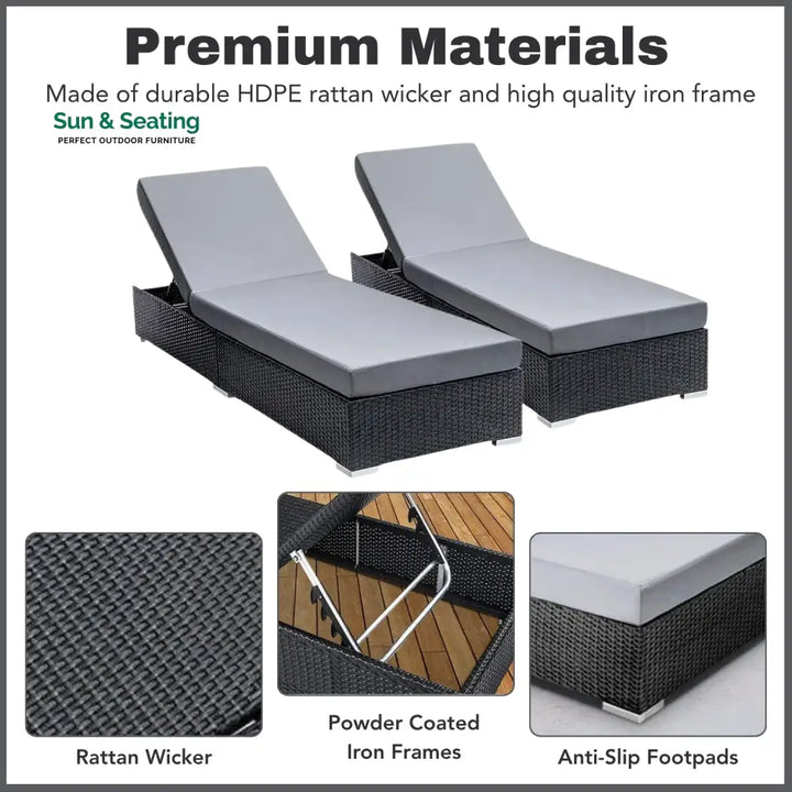 Zoya Outdoor 2-Piece Chaise Lounge Chair with Adjustable Settings and Cushions Lounger Set