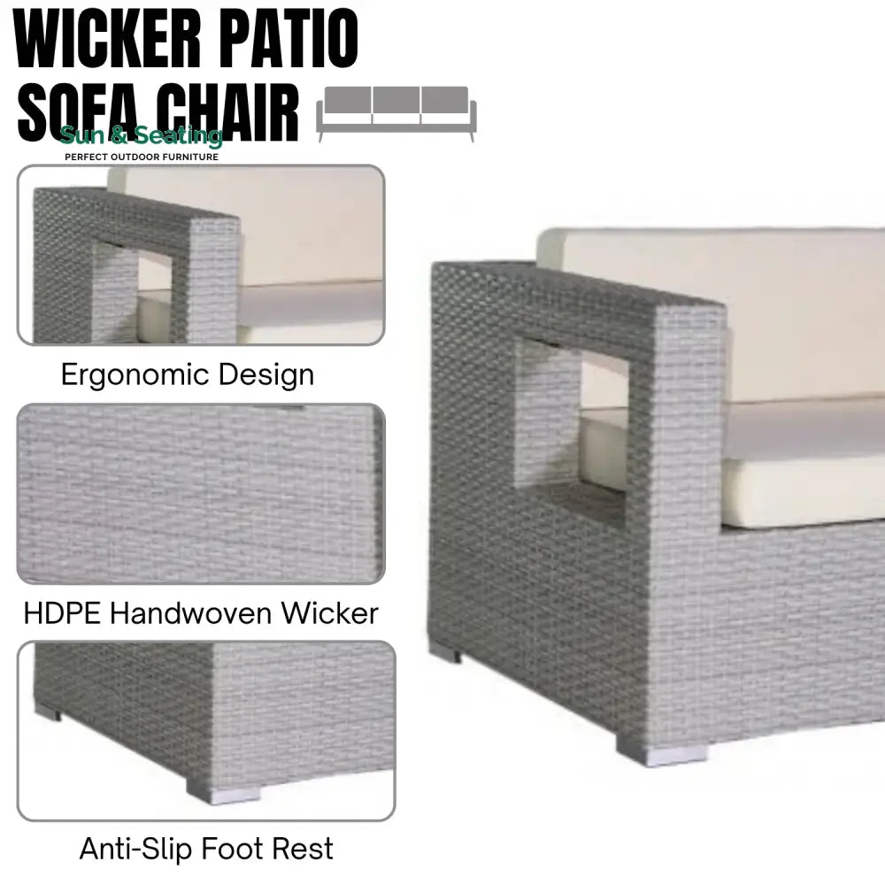 Zuleikha 3-Seater Outdoor Rattan Wicker Patio Sofa Sofa Set