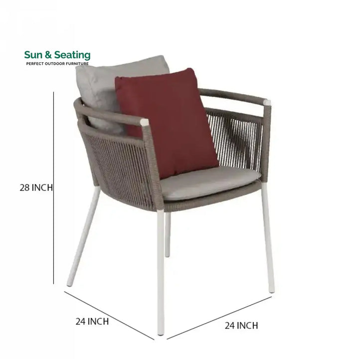 Zullo Outdoor Patio Seating single Chair (Grey) Braided &amp; Rope Coffee Table Sets