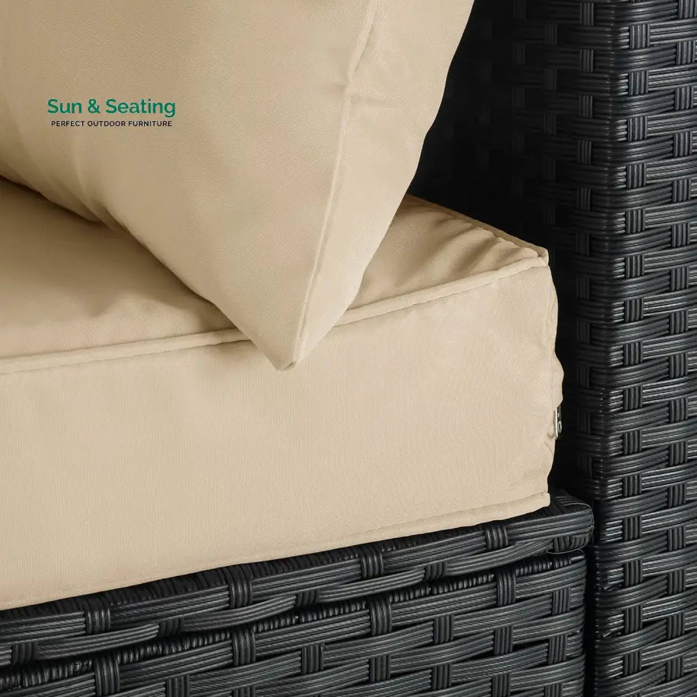 Zullo Outdoor Sofa Set 4 Seater 2 Single seater and 1 Center Table (Black + Tan) Sofa Sets